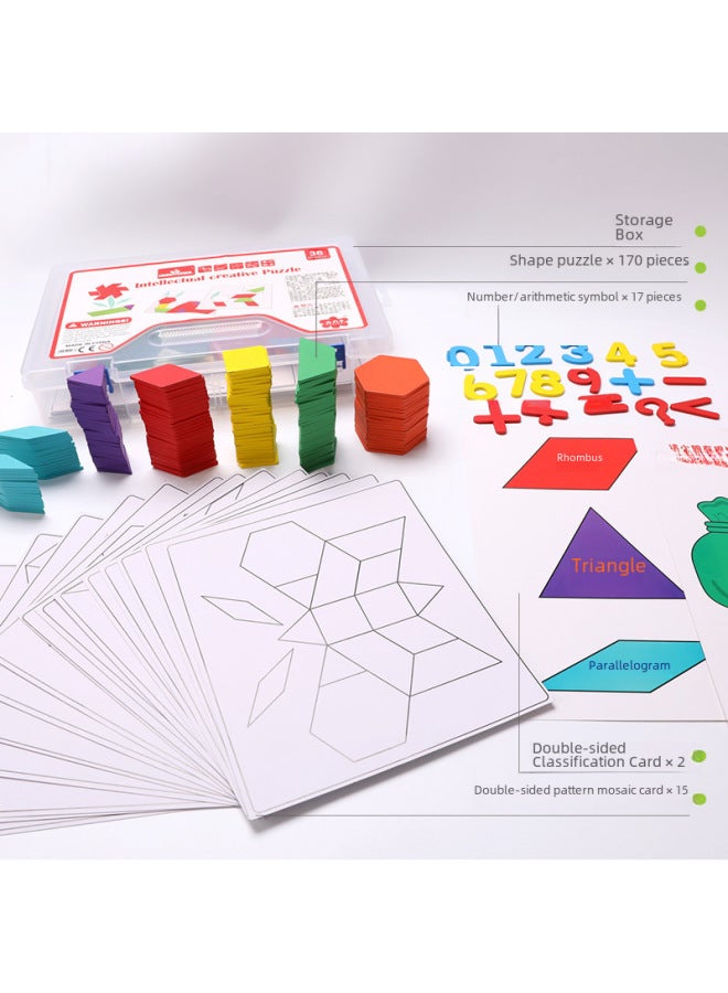 لعبة الألغاز الخشبية للتعليم المبكر للأطفال، مجموعة ألغاز الشكل والتعرف على الأرقام في علبة، لعبة ذهنية إبداعية، مكعبات بناء للذكاء-اللون: HBE-قرص الذكاء - Image 4